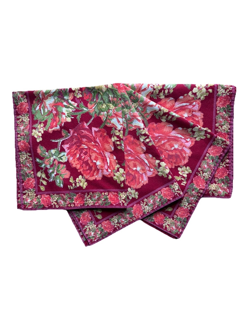 April Cornell Milene Napkins Set - 4 Cotton Red Floral French Country 20x20 VTG
